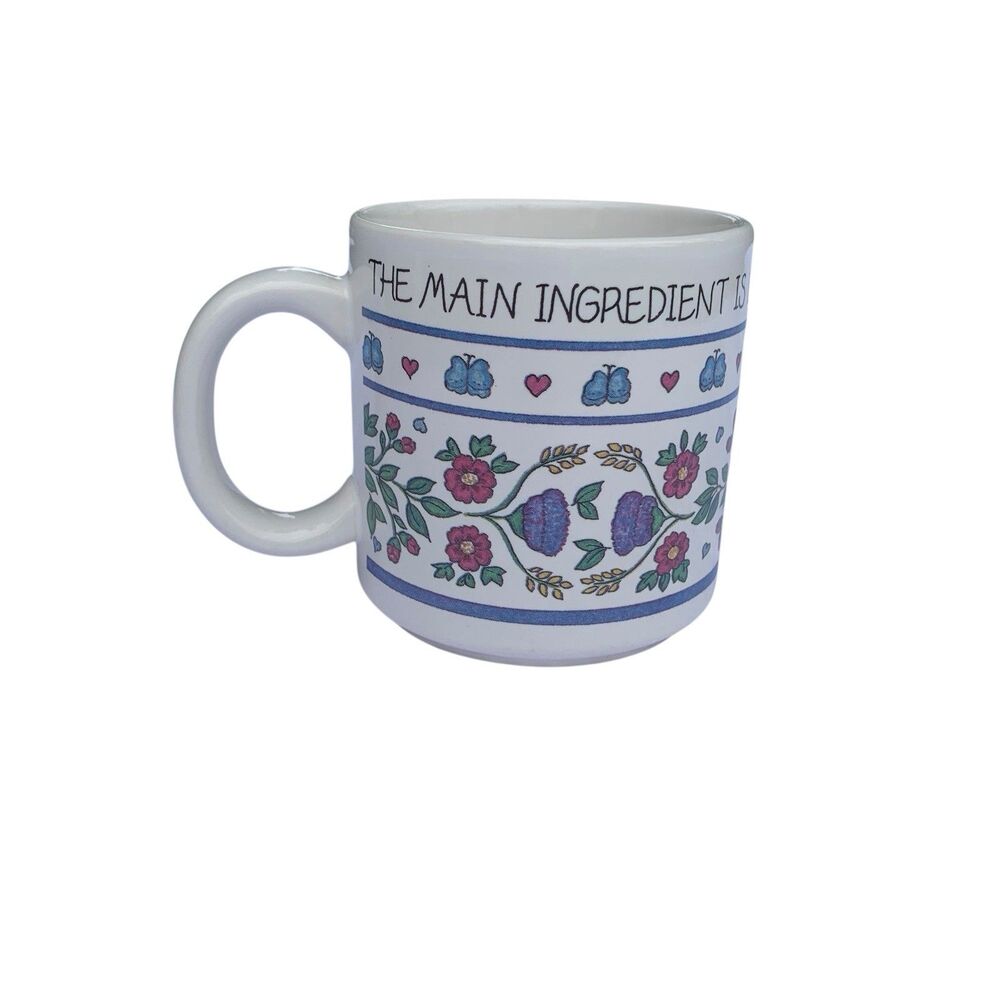 Vintage Gibson Cottagecore Butterfly Coffee Mug "The Main Ingredient is Love"